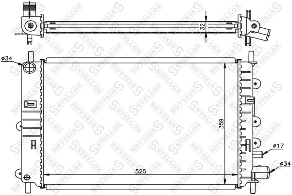 Radiateur, refroidissement du moteur STELLOX 10-25055-SX