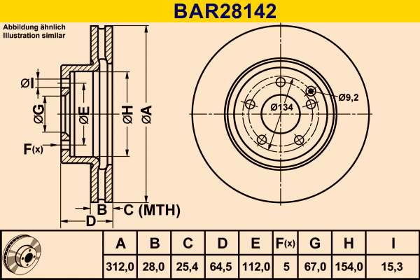Disque de frein BARUM BAR28142