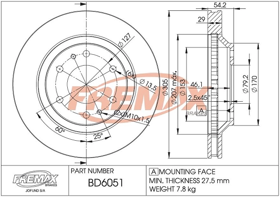 Disque de frein FREMAX BD-6051