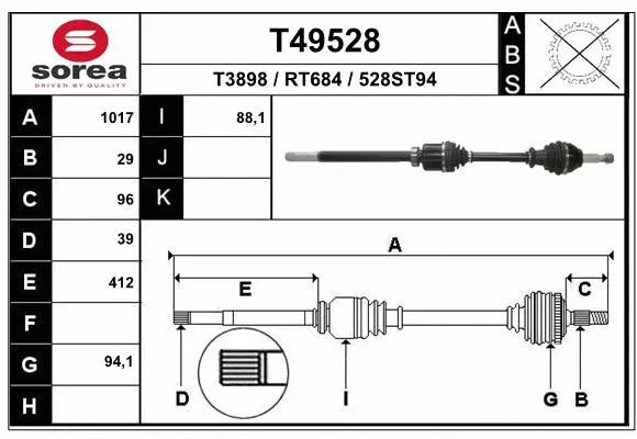 Arbre de transmission EAI T49528