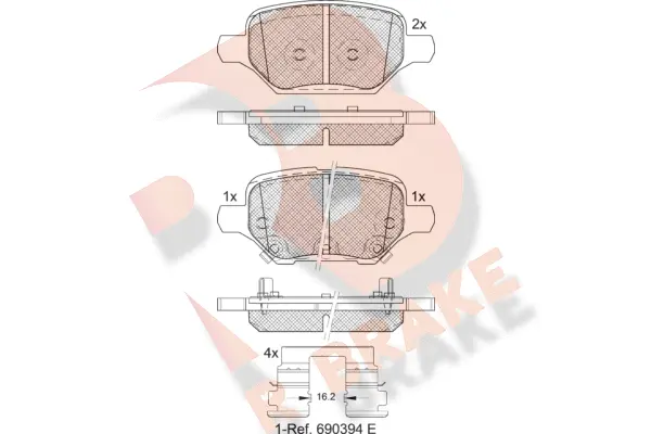 Kit de plaquettes de frein, frein à disque R BRAKE RB2370