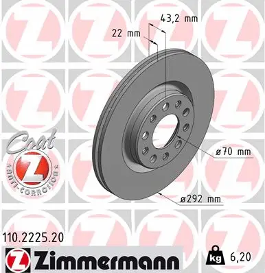 Disque de frein ZIMMERMANN 110.2225.20