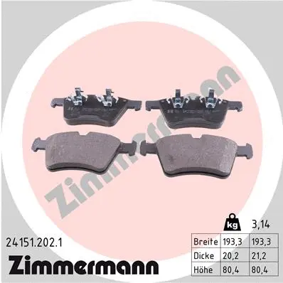 Kit de plaquettes de frein, frein à disque ZIMMERMANN 24151.202.1