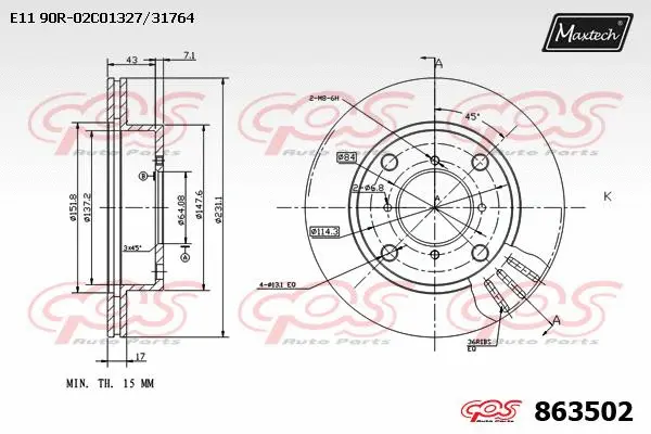 Disque de frein MAXTECH 863502