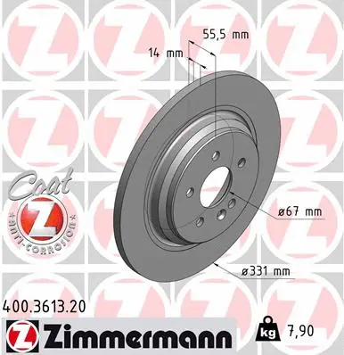 Disque de frein ZIMMERMANN 400.3613.20