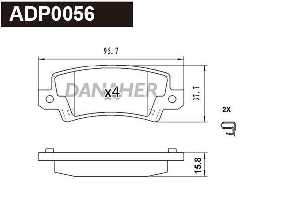 Kit de plaquettes de frein, frein à disque DANAHER ADP0056