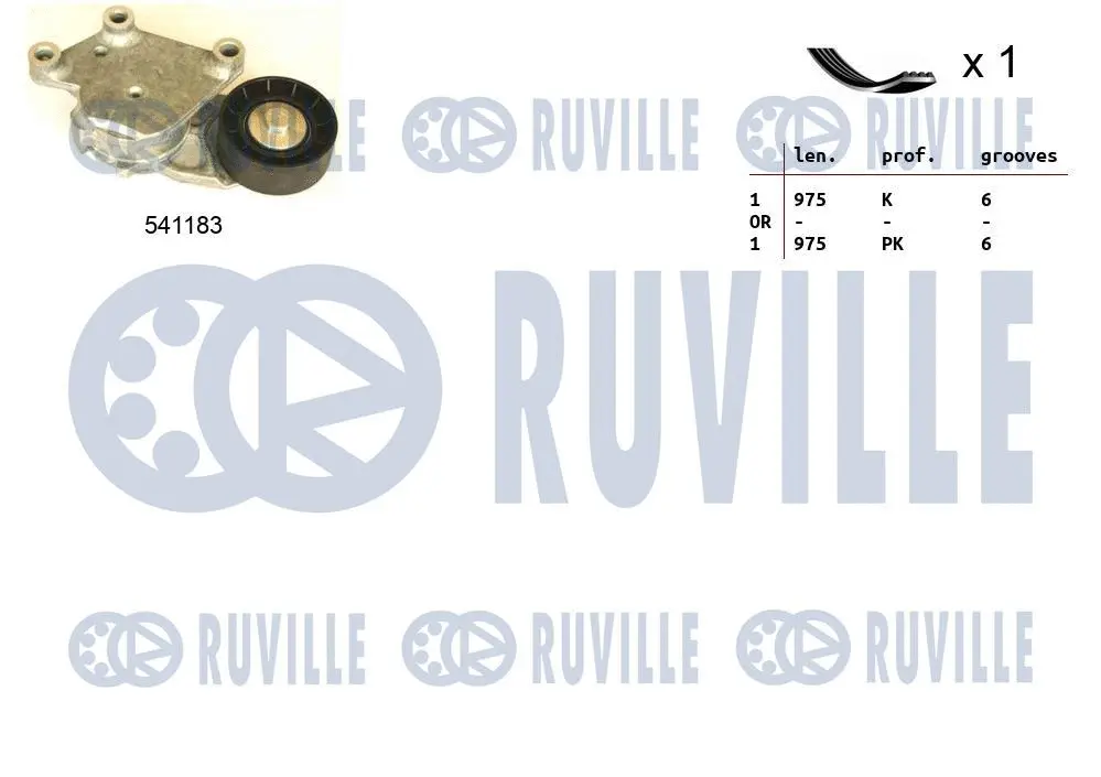 Jeu de courroies trapézoïdales à nervures RUVILLE 570092
