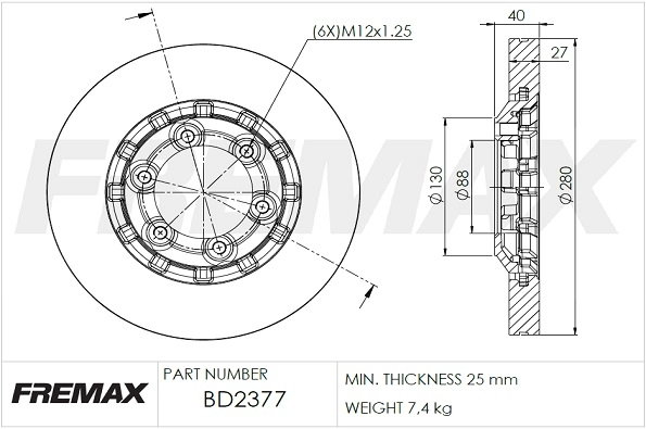 Disque de frein FREMAX BD-2377
