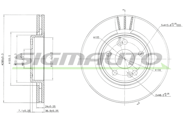 Disque de frein SIGMAUTO DBB123V