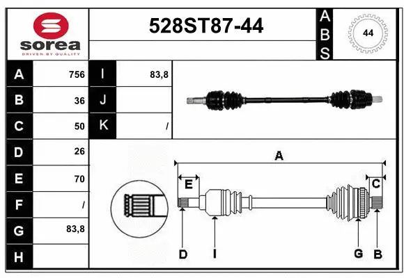 Arbre de transmission STARTCAR 528ST87-44