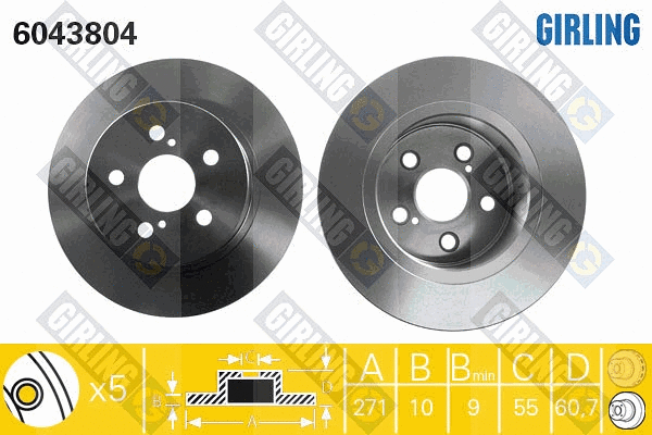 Disque de frein GIRLING 6043804