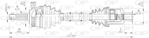 Arbre de transmission OPEN PARTS DRS6227.00