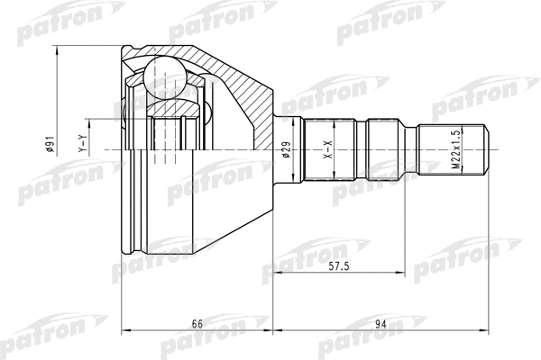 Jeu de joints, arbre de transmission PATRON PCV1613