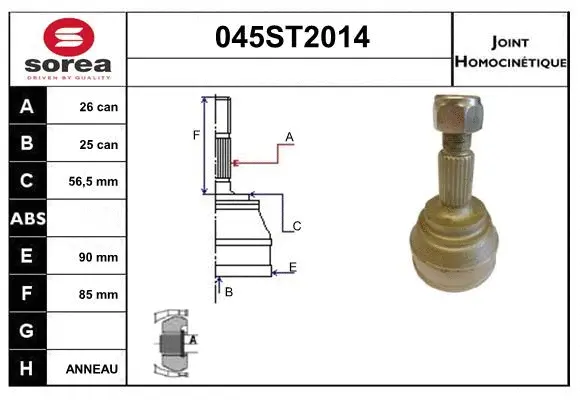 Jeu de joints, arbre de transmission STARTCAR 045ST2014