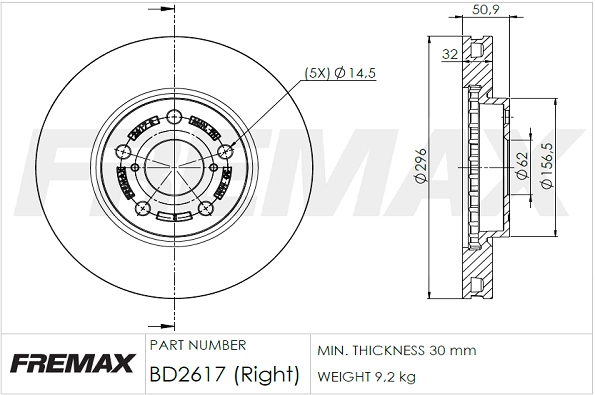 Disque de frein FREMAX BD-2617