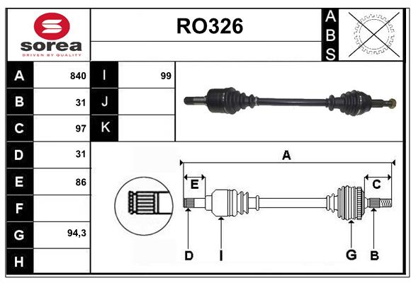 Arbre de transmission SERA RO326