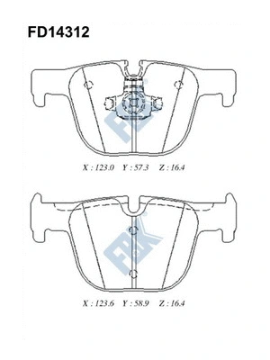 Kit de plaquettes de frein, frein à disque FBK FD14312