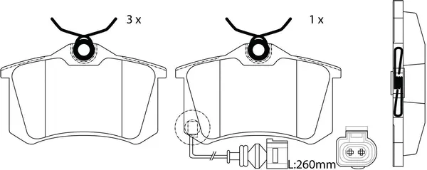 Kit de plaquettes de frein, frein à disque SB BP33019W
