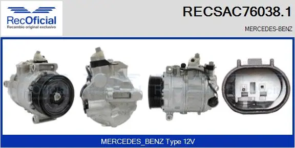 Compresseur, climatisation RECOFICIAL RECSAC76038.1
