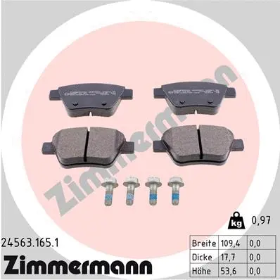 Kit de plaquettes de frein, frein à disque ZIMMERMANN 24563.165.1