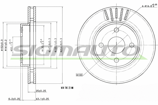 Disque de frein SIGMAUTO DBB309V