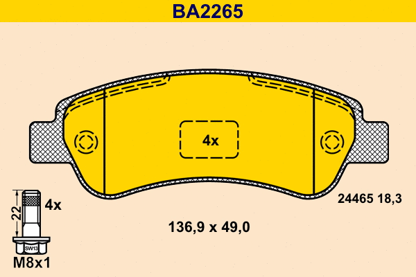 Kit de plaquettes de frein, frein à disque BARUM BA2265
