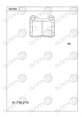 Kit de plaquettes de frein, frein à disque ASIMCO KD7200