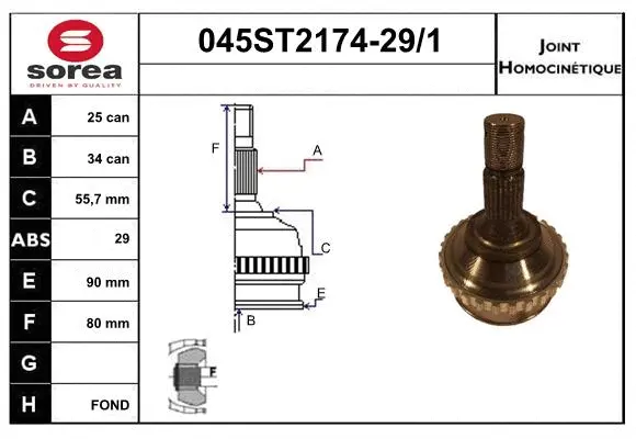 Jeu de joints, arbre de transmission STARTCAR 045ST2174-29/1