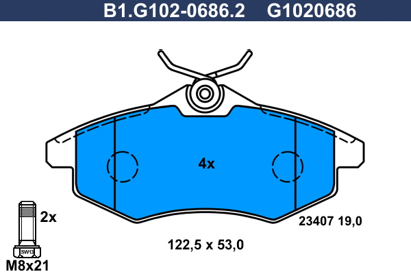 Kit de plaquettes de frein, frein à disque GALFER B1.G102-0686.2