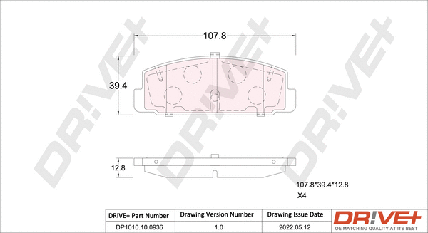 Kit de plaquettes de frein, frein à disque Dr!ve+ DP1010.10.0936