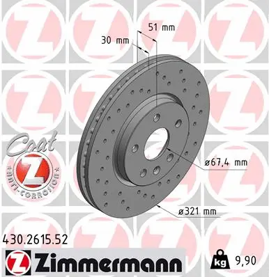 Disque de frein ZIMMERMANN 430.2615.52