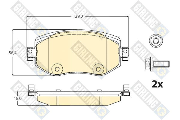 Kit de plaquettes de frein, frein à disque GIRLING 6121758