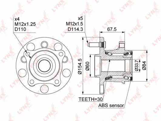 Kit de roulements de roue LYNXAUTO WH-1063