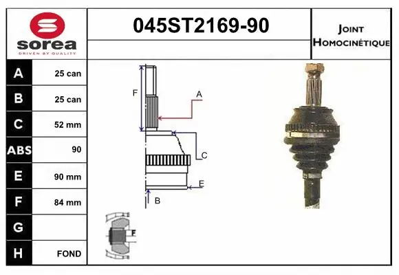 Jeu de joints, arbre de transmission STARTCAR 045ST2169-90