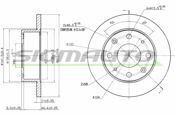 Disque de frein SIGMAUTO DBA106S