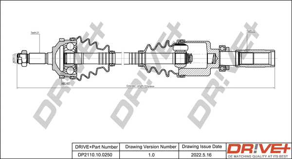 Arbre de transmission Dr!ve+ DP2110.10.0250