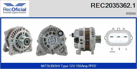 Alternateur RECOFICIAL REC2035362.1