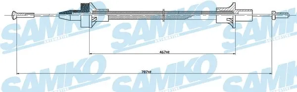 Tirette à câble, commande d'embrayage SAMKO C0079C