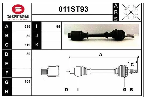 Arbre de transmission STARTCAR 011ST93