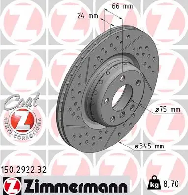 Disque de frein ZIMMERMANN 150.2922.32