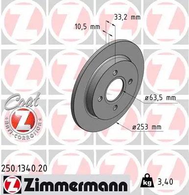 Disque de frein ZIMMERMANN 250.1340.20
