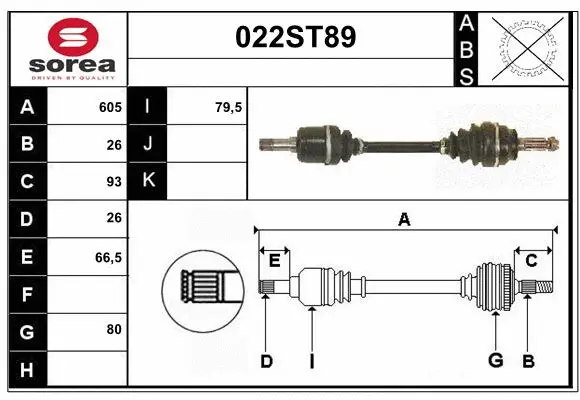 Arbre de transmission STARTCAR 022ST89