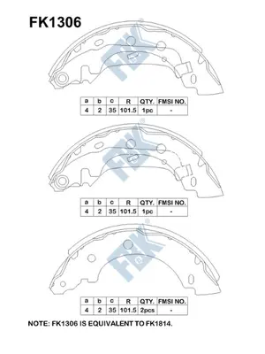 Jeu de mâchoires de frein FBK FK1306