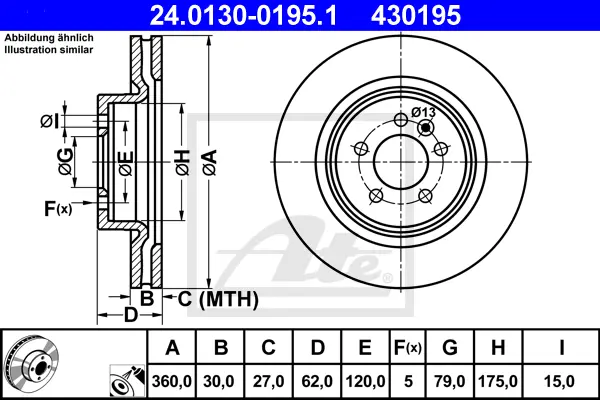 Disque de frein ATE-APAC 24.0130-0195.1