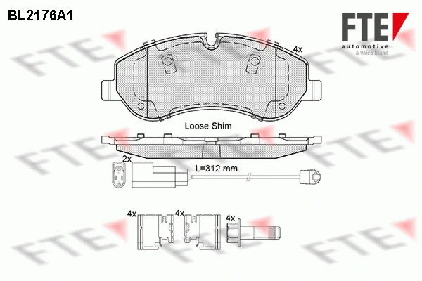 Kit de plaquettes de frein, frein à disque FTE 9010694