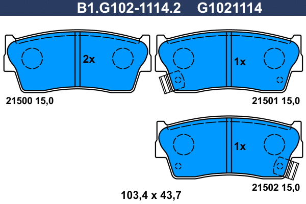 Kit de plaquettes de frein, frein à disque GALFER B1.G102-1114.2