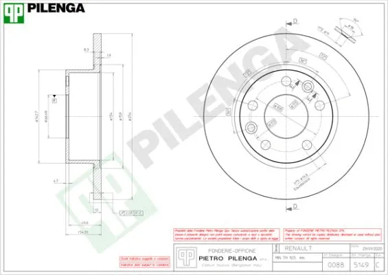 Disque de frein PILENGA 5149