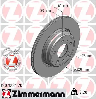 Disque de frein ZIMMERMANN 150.1281.20
