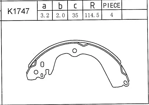 Jeu de mâchoires de frein ASIMCO K1747
