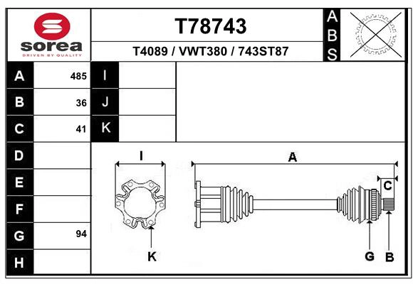 Arbre de transmission EAI T78743